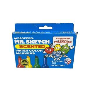 VTG 1990 Sanford MR SKETCH Scented Water Color Markers Set of 4 Nontoxic Tested!